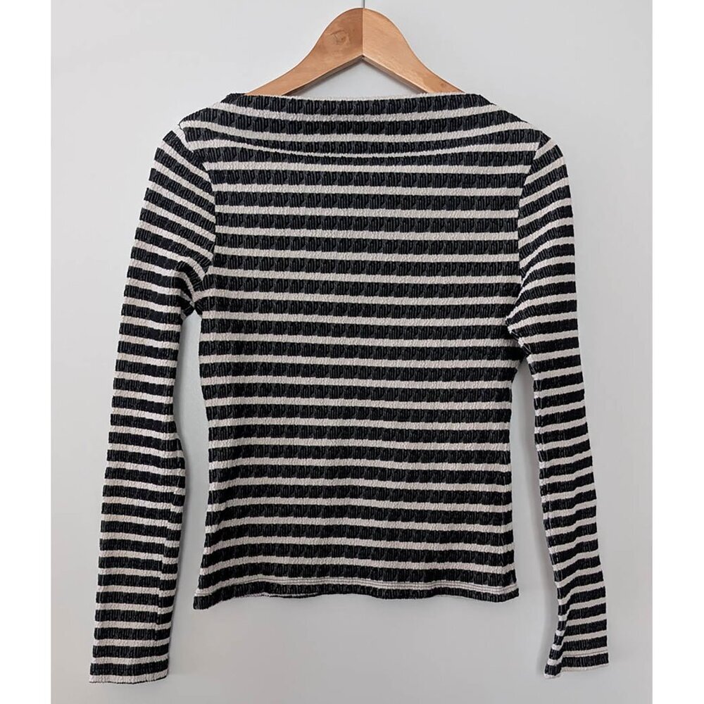 Long Sleeve Stripe Boat Neck Top